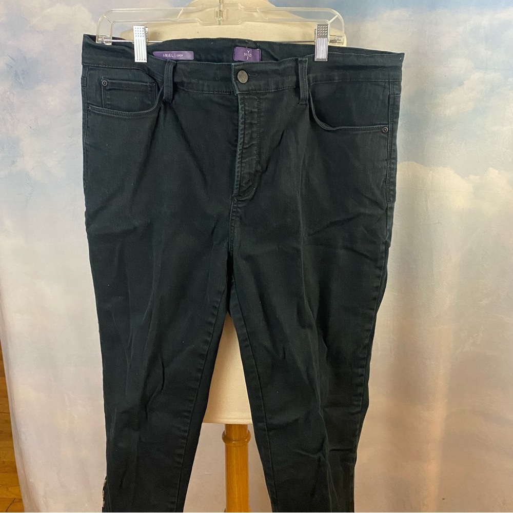 Women's Dark Navy Cropped Jeans with Rhinestone Accents Size 16W